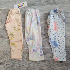 Baby Girl's Leggings 6-12mo Dot Dot Smile 3pc Bundle Stretch Elastic Waist NWT